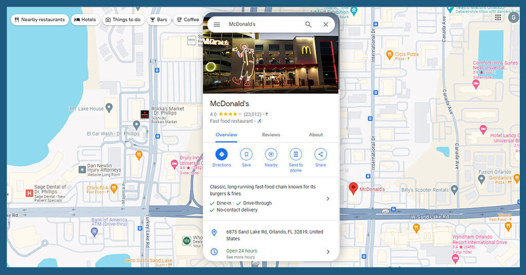 what information is contained in google maps store locator 